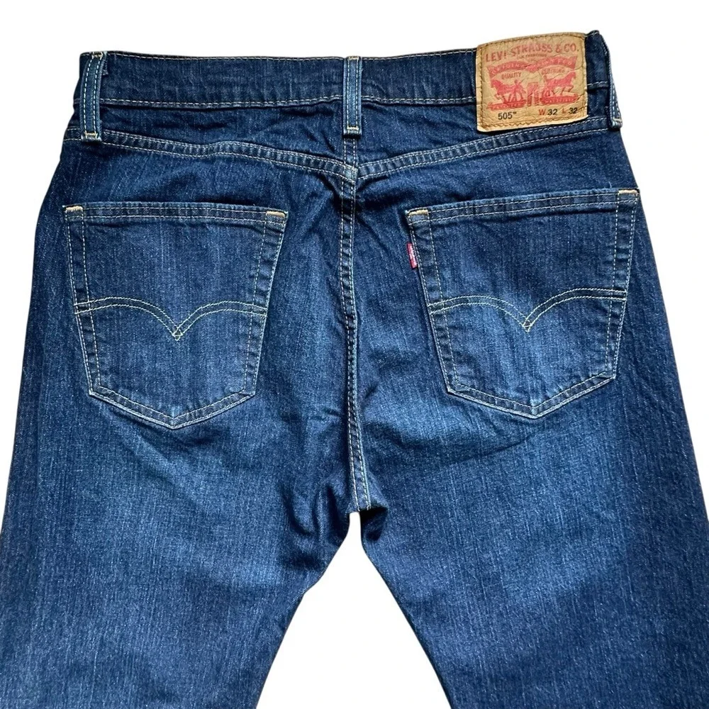 Levi's 505 Regular Fit Straight Leg Jeans - Dark‎ Wash - 32x32